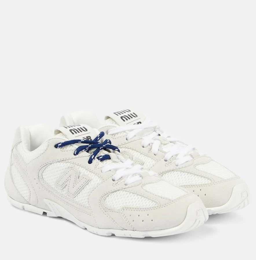Miu Miu, x New Balance 530 SL suede sneakers, Women, White, US 10, Sneakers, Leather