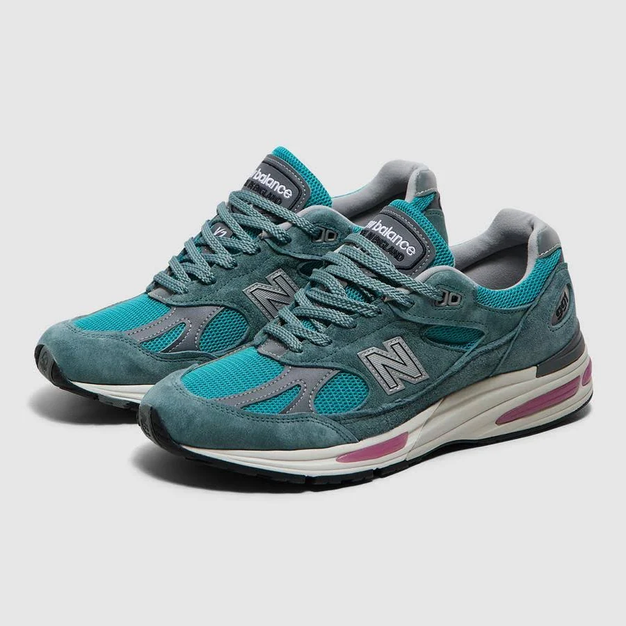 New Balance Miuk 991V2 Sneaker (Porcelain Green / Trooper / Silver - 9)