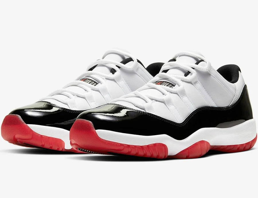 Nike Men's Air Jordan 11 Retro Low Breds Black Red White Size 10.5