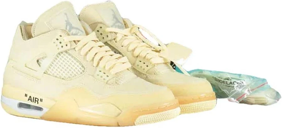 Nike x Off-White Air Jordan 4 Trainers Ecru Leather Size 7 UK