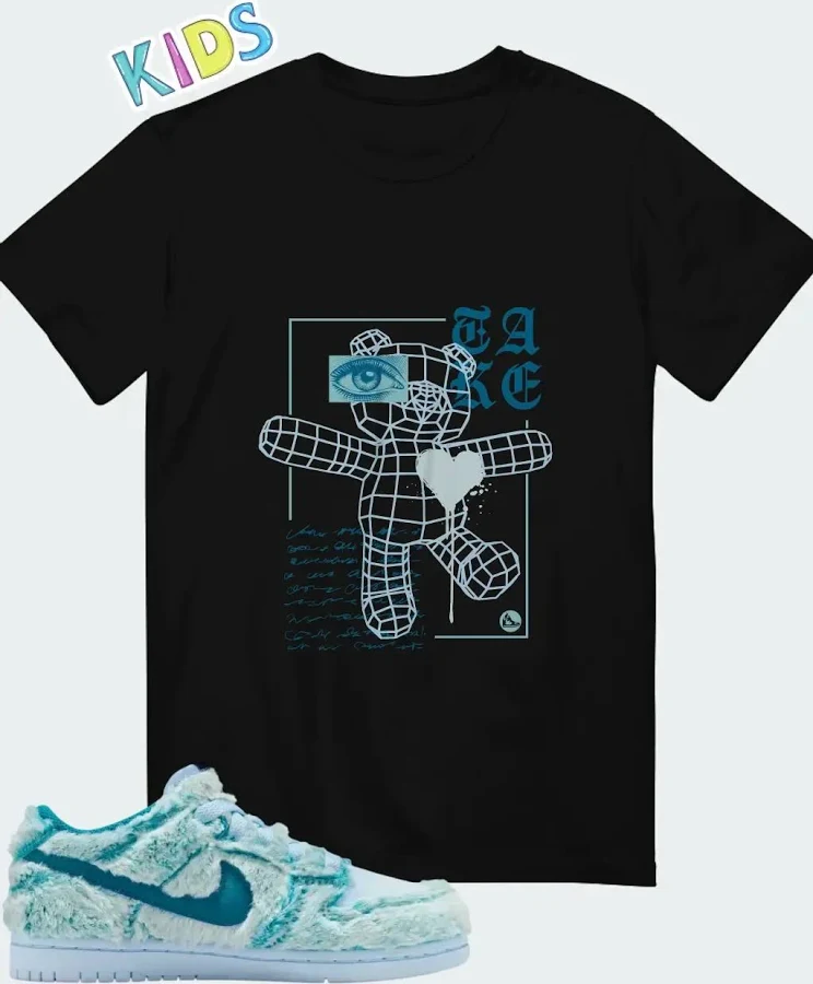 Nike Dunk Low PS Abominable Snowman Sneaker Matching Black Kid's T-Shirt (TAKE)