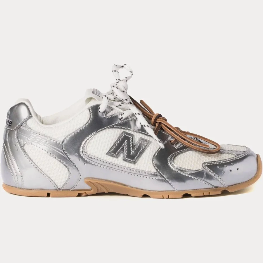 New Balance x Miu Miu 530 SL Metallic Leather & Mesh Silver Sneakers Silver / Miu Miu - US / US