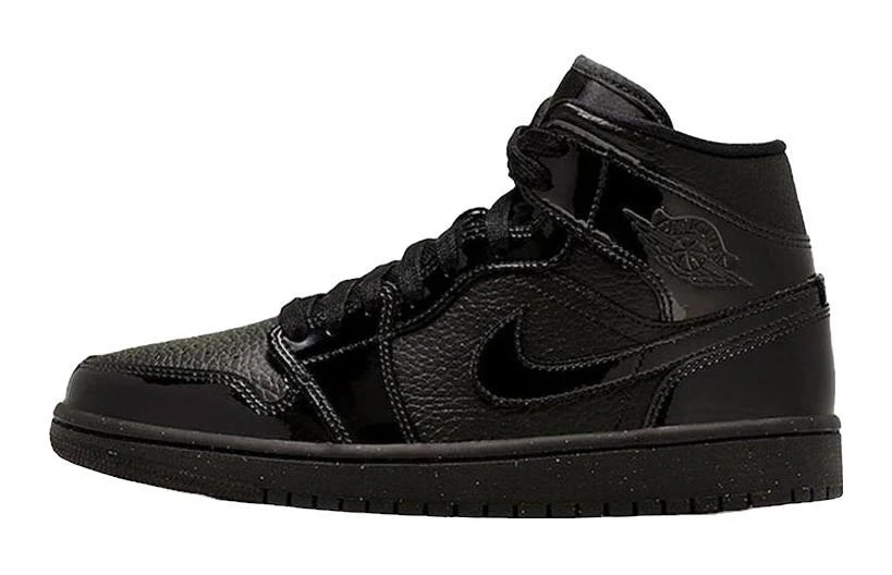 Jordan 1 Mid Patent Leather Men Sneakers - Triple Black