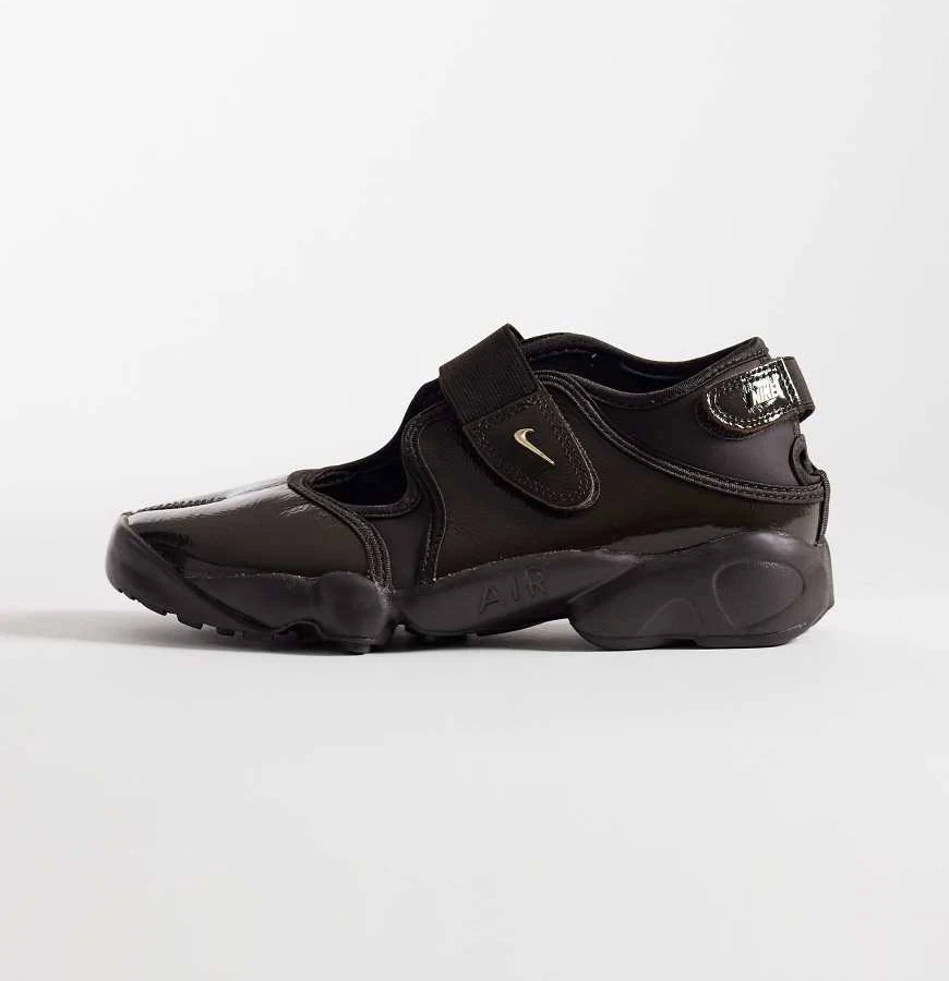 Nike Air Rift sneakers in patent brown and gold