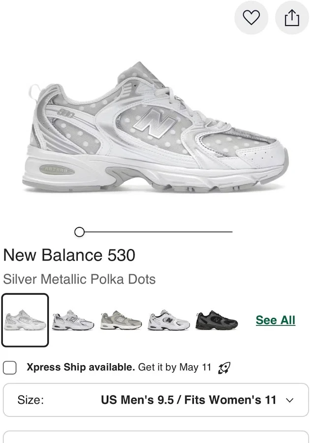 New Balance Shoes | New Balance 530 White And Silver Polka Dot Sneakers | Color: Silver/White | Size: 11 | Pm-18217916's Closet
