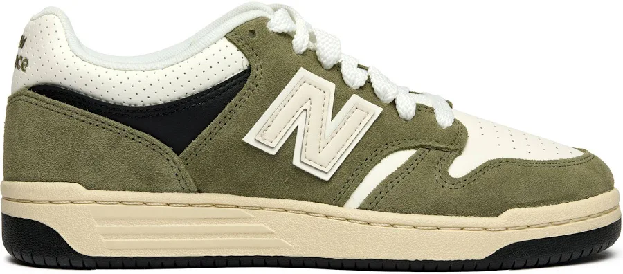 New Balance Mens 480 Sneakers - White/Green, Size: 8.5
