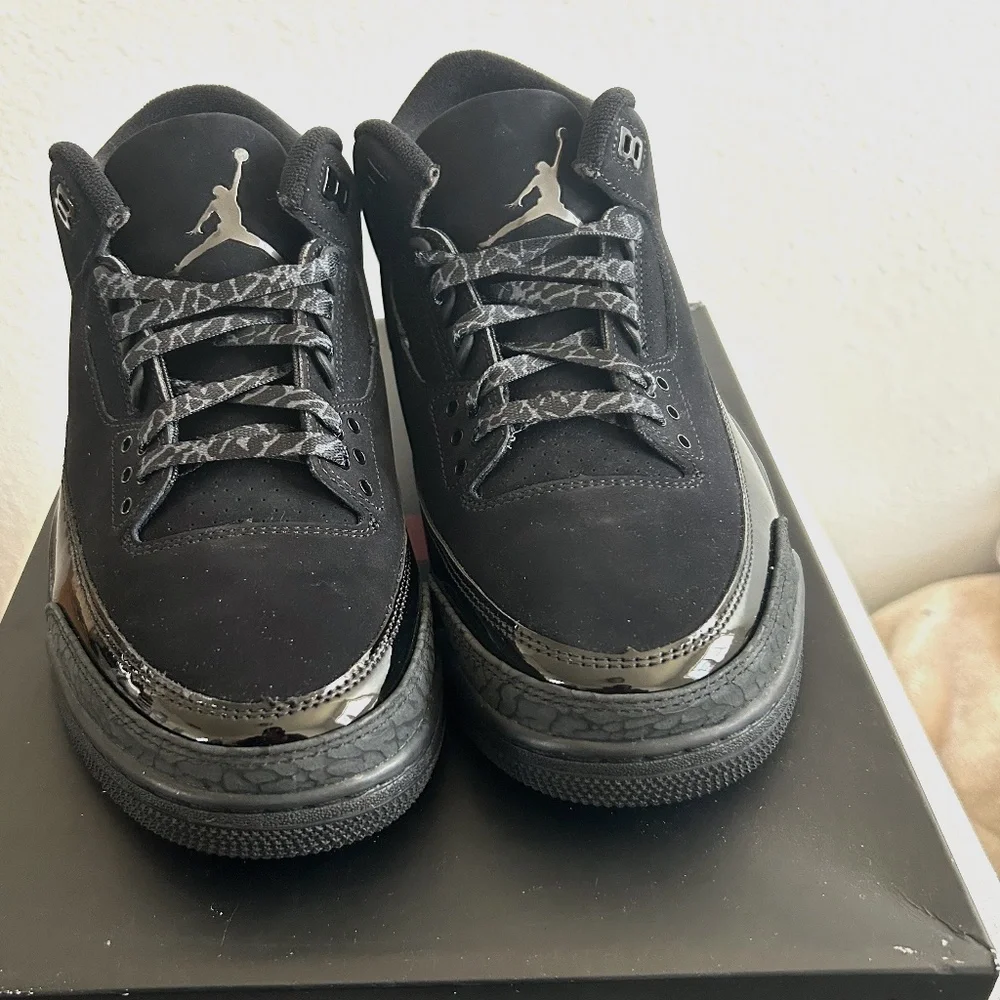 Black Cat Jordan 3's size 9.5