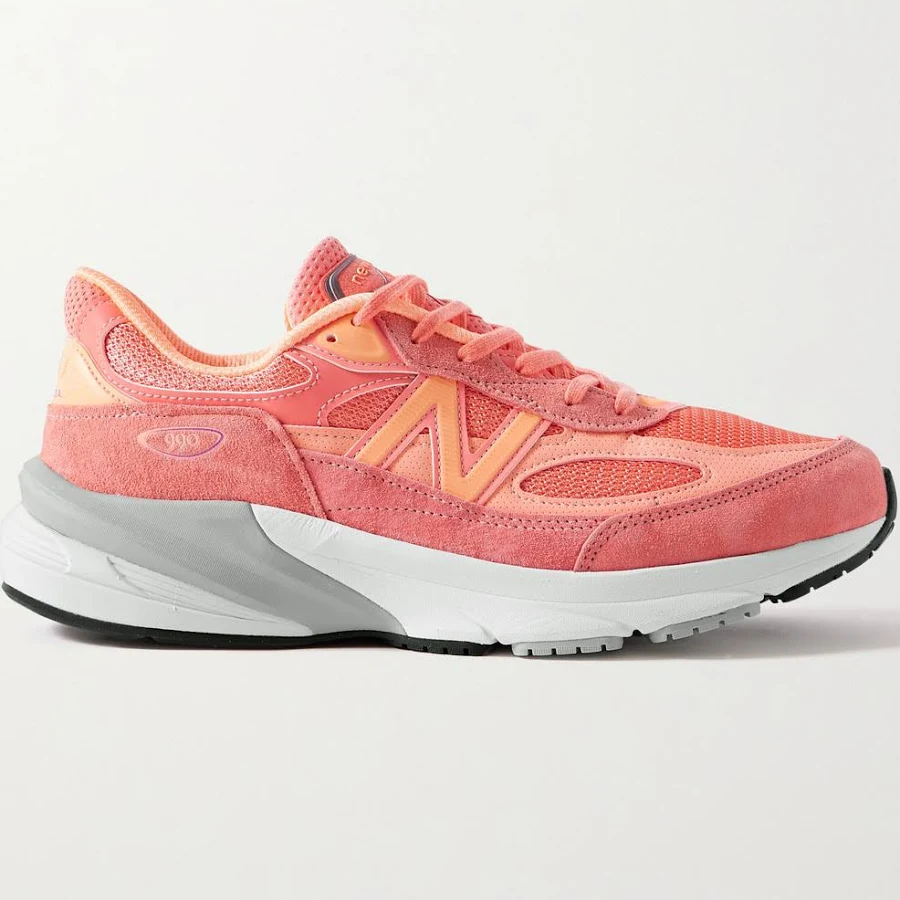New Balance 990 V6 Leather-Trimmed Suede and Mesh Sneakers - Men - Pink Sneakers - UK 8