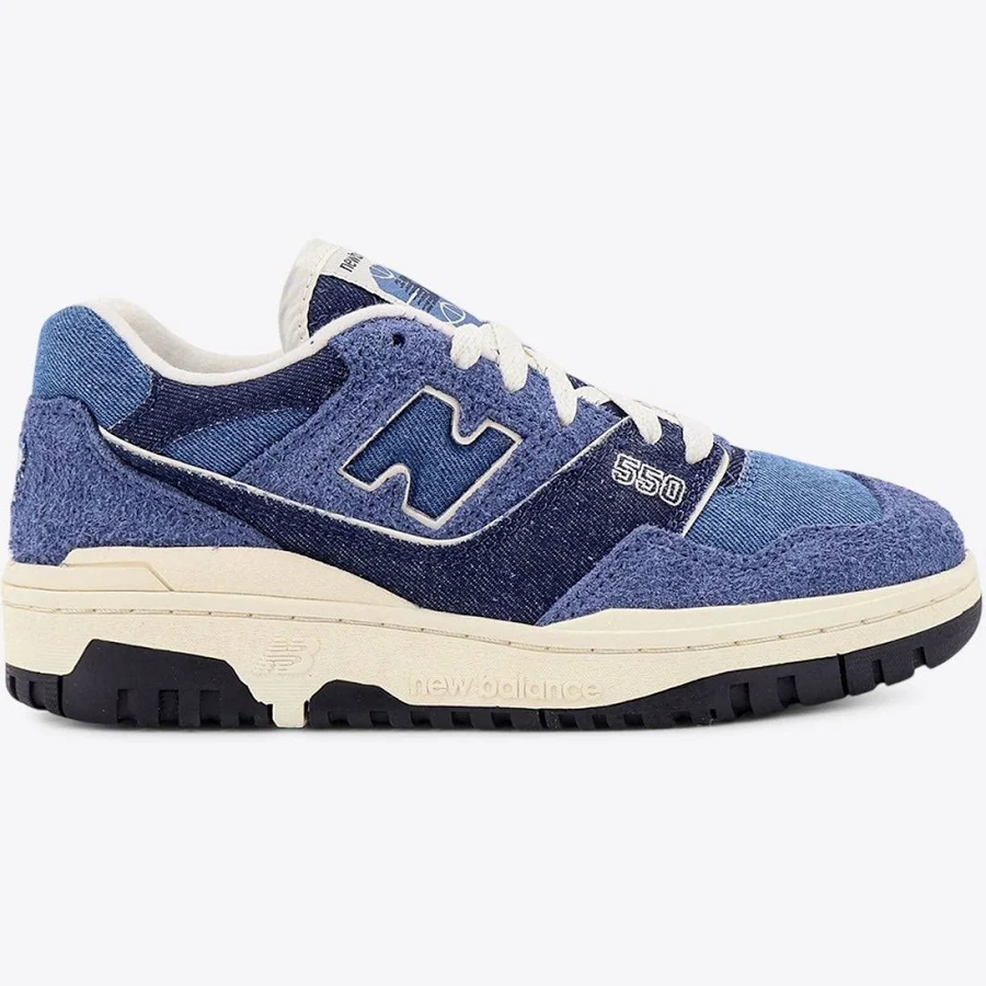 New Balance 550 Denim and Suede Sneakers