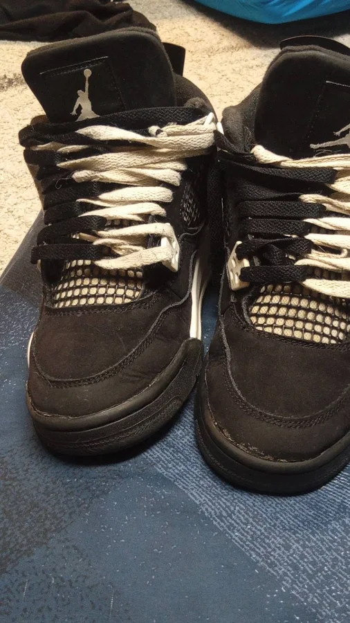 Jordan Air Jordan 4 Black White Men's Low Top Basketball Sneakers
