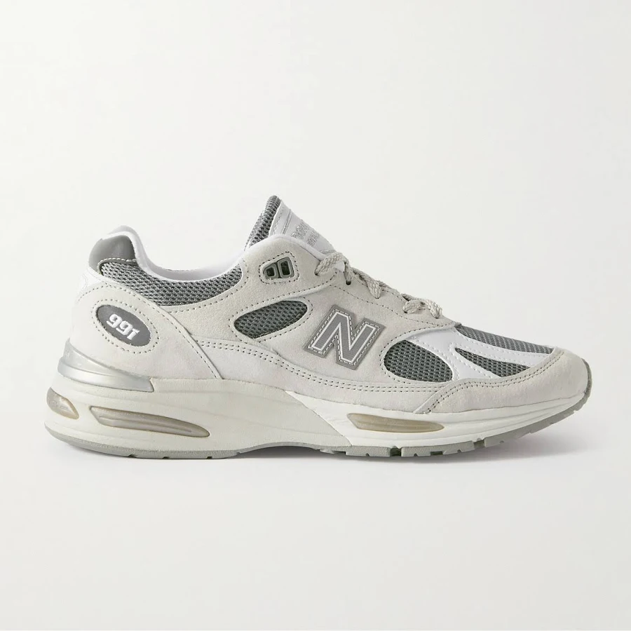 New Balance 991v2 Logo-Embroidered Mesh-Trimmed Suede Sneakers - Men - Gray Sneakers - UK 7