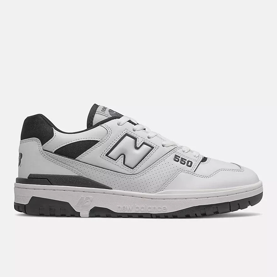 New Balance Men's BB550 in White/Black Leather