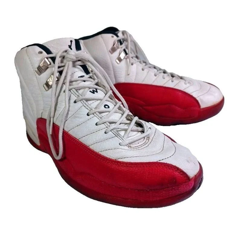 Jordan Shoes | Men's Size 8.5 Air Jordan 12 Retro Cherry Red White Leather Basketball Sneakers | Color: Red/White | Size: 8.5 | Fabfindsvegas's Closet
