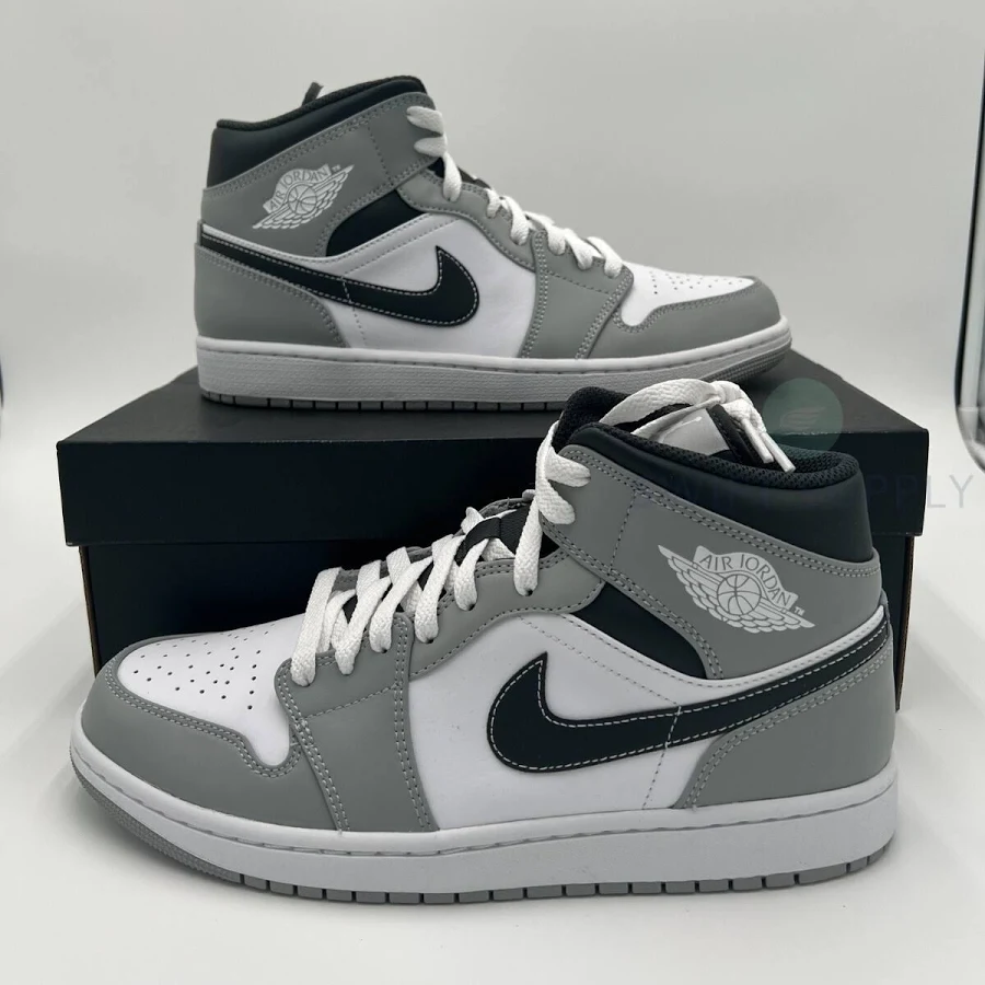 Nike Air Jordan 1 Mid Light Smoke Grey Anthracite Men's Size 10