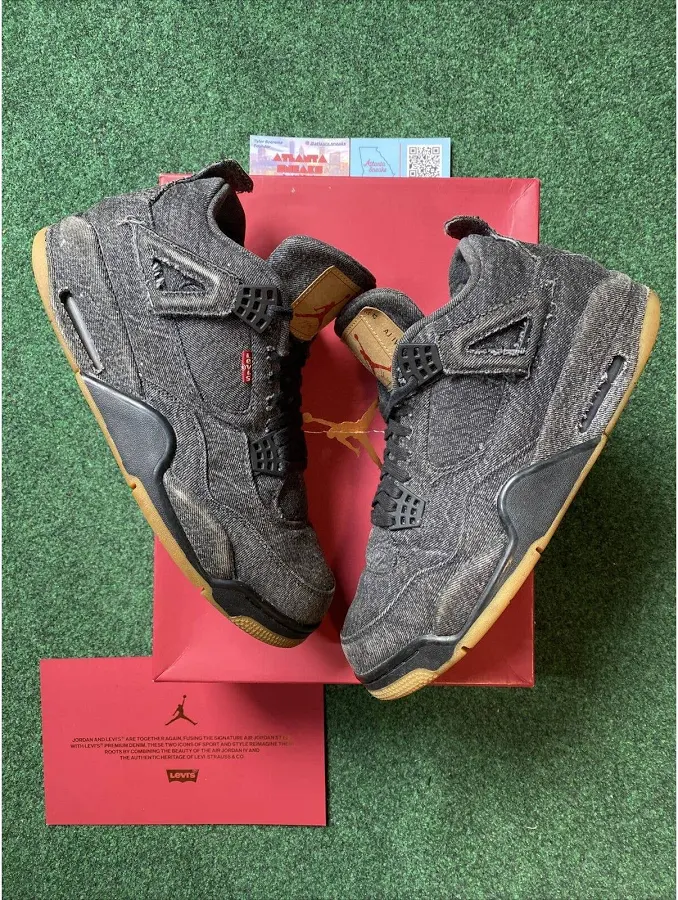 Jordan Shoes | Size 12 - Jordan 4 Retro X Levi's Black Denim 2018 | Color: Black | Size: 12 | Tboerema's Closet