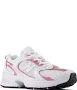 New Balance Women's 530 Lifestyle Sneakers, Womens, 8, White/Pink Sugar/Metallic