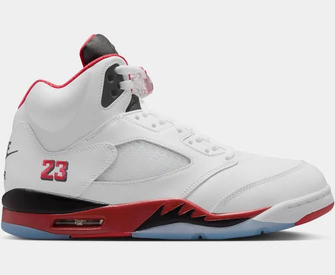 Jordan Air Jordan 5 Retro Fire Red Mens Lifestyle Shoes (White/Fire Red/Black)