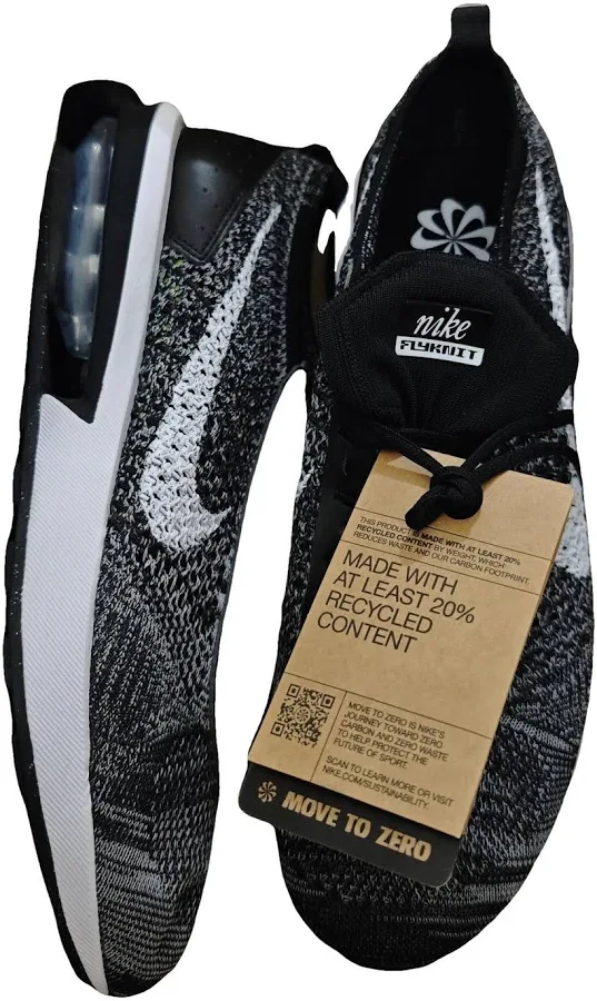 Nike Flyknit Racer Cloth Trainers Black White Size 42 EU