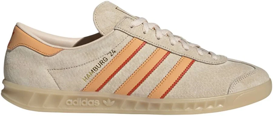 Adidas Hamburg 24 Lace Up Mens Beige, Orange Sneakers Casual Shoes