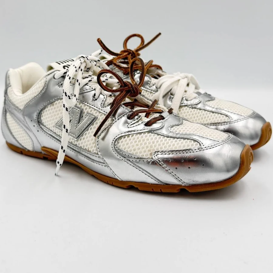 New Balance x Miu Miu 530 Sl Metallic Leather Sneakers