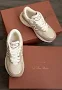 Balance X Loro Piana Beige White Mesh Suede Lace-up Sneakers