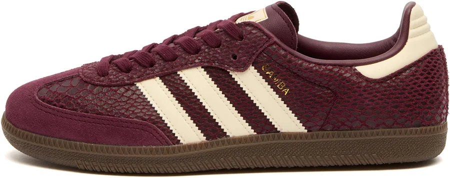 adidas Women's Samba OG Sneakers in Maroon/Cream White/Gold Metallic, Size UK 3.5 | END Clothing