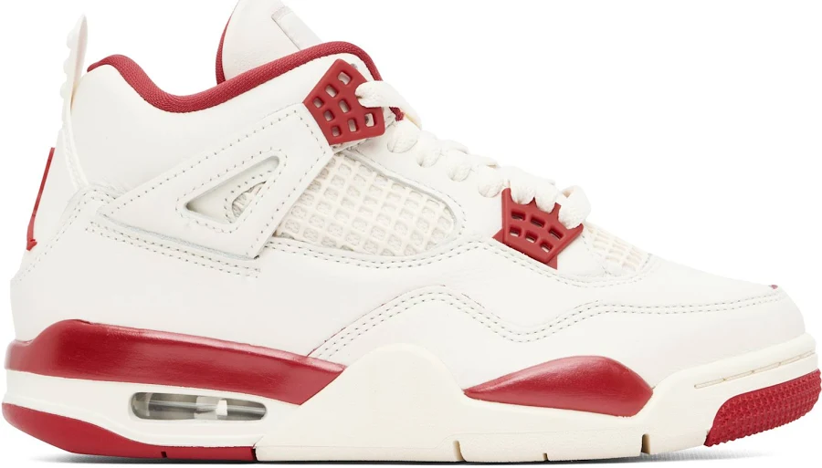 Nike Jordan Off-White & Red Air Jordan 4 Retro Sneakers