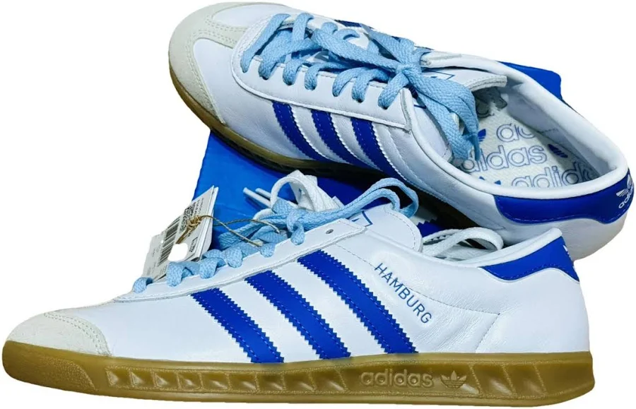 Adidas Hamburg Leather Trainers White/Blue Size 38.5 EU