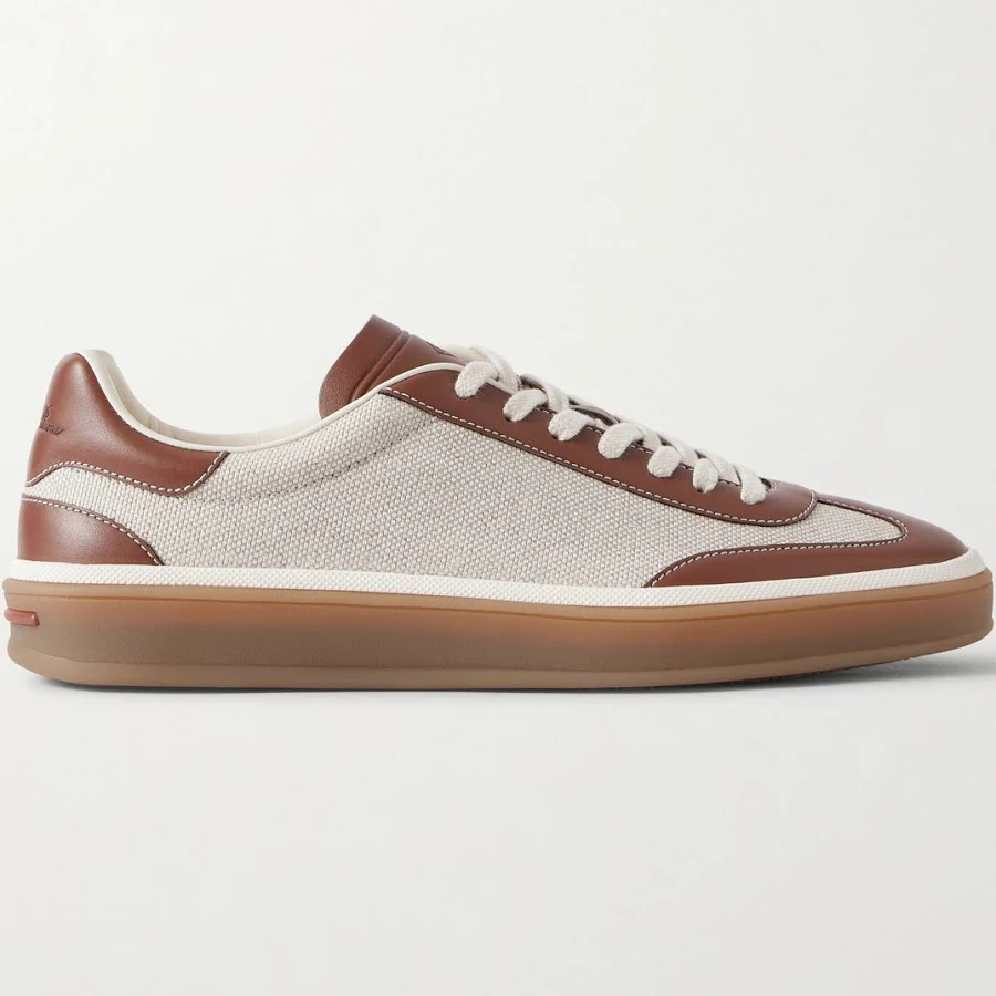 Loro Piana Tennis Walk Leather-trimmed Canvas Sneakers - Women - Beige Sneakers - IT39