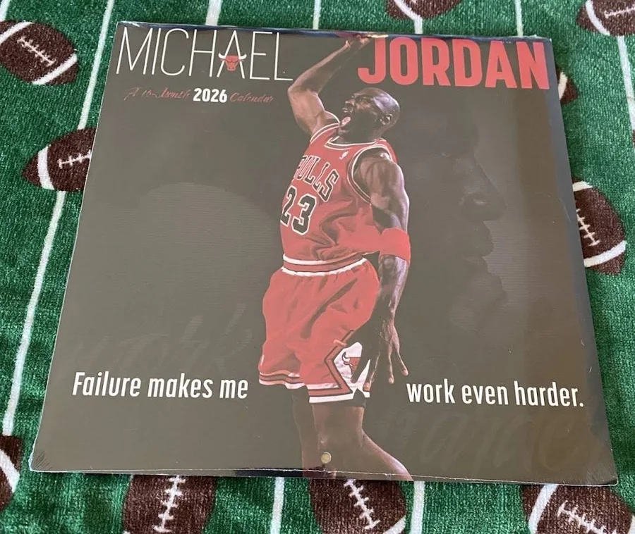 2026 Michael Jordan 11” X 11”16 Month Wall Calendar 11” X 22” Open