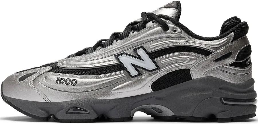 1000 Black Silver Metallic Shoes 4.5 / Gray