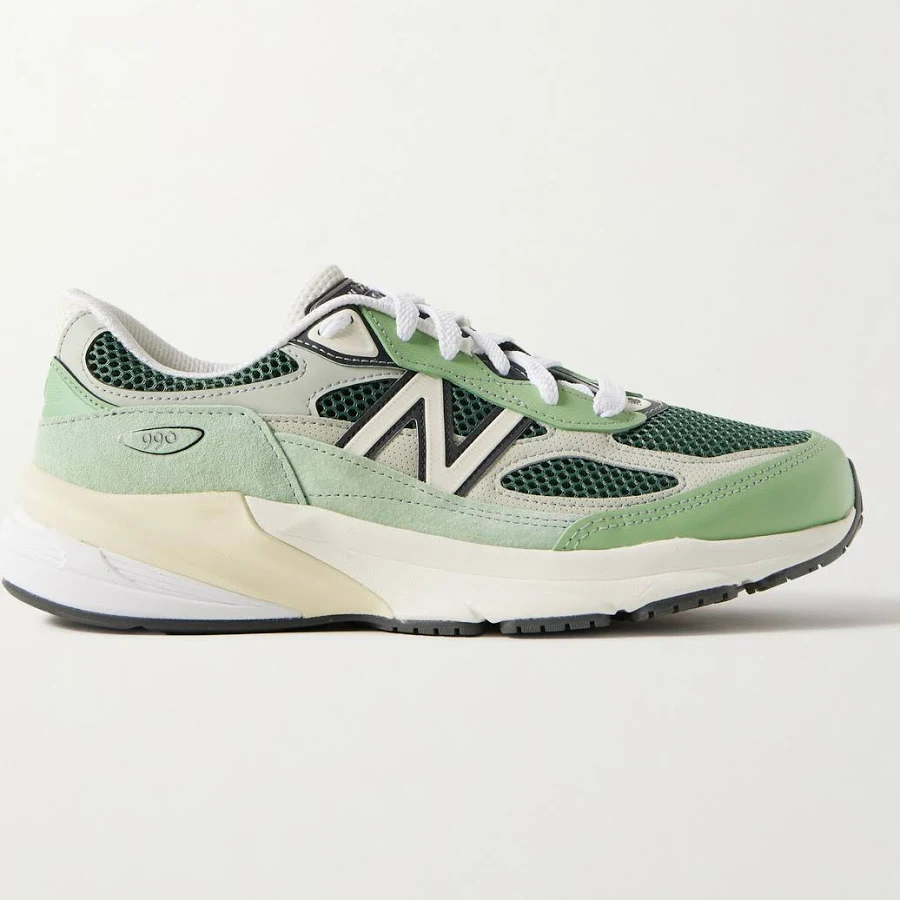 New Balance 990v6 Leather-Trimmed Suede and Mesh Sneakers - Men - Green Sneakers - UK 11.5