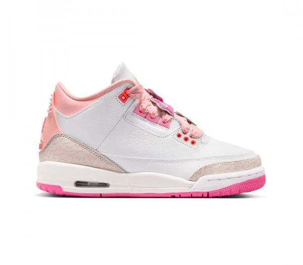 Air Jordan 3 Retro Big Kids (pearl pink / hyper orange-pink bloom)