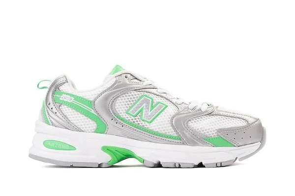 New Balance 530 Athletic Shoe - White / Silver Metallic / Green Apple - WHITE MULTI - Size Mens 4.5/Womens 6