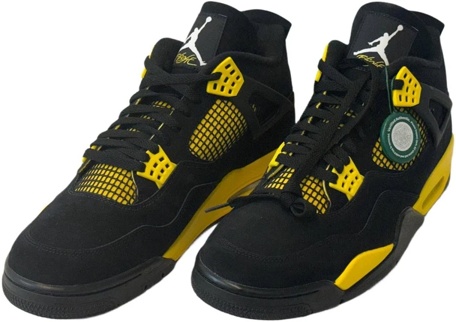 Nike Air Jordan Men's 4 Retro Thunder Black Tour Yellow 12.5