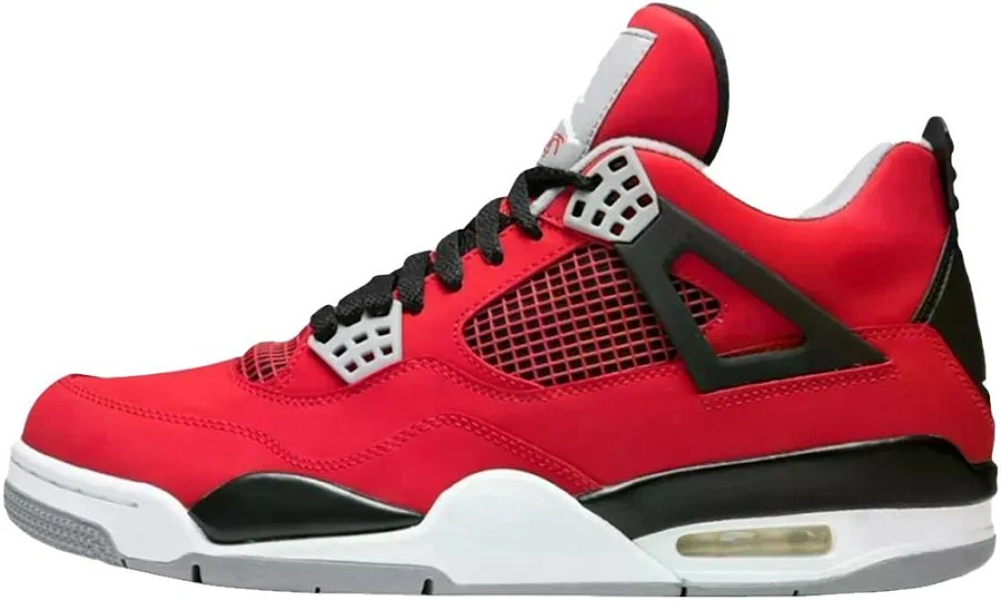 Mens Fire Red White Black Cem Air Jordan 4 Retro Leather Trainers
