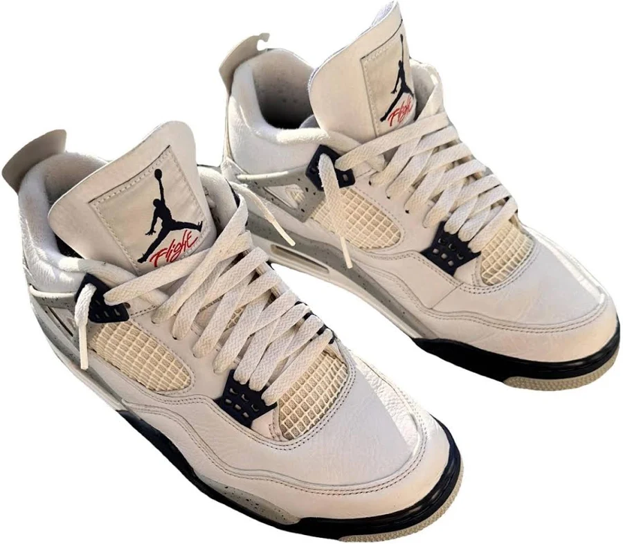 Jordan White Leather Air Jordan 4 Trainers Size 42.5 EU