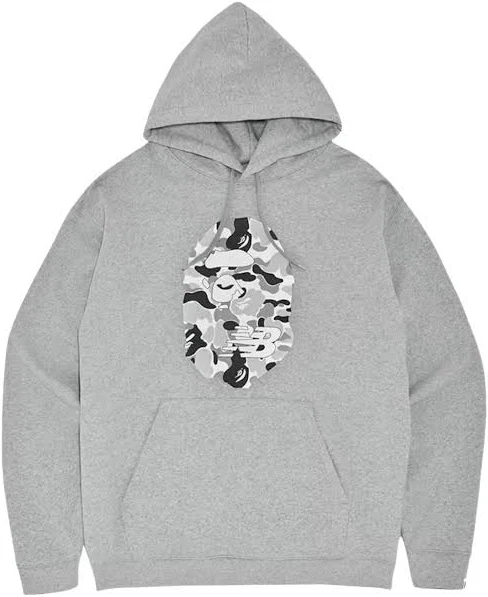 A BATHING APE - x New Balance Ape Head logo-print hoodie - men - Fabric - L - Grey