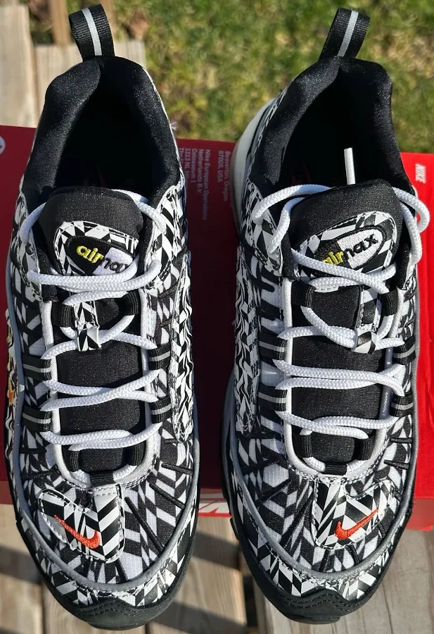 Nike Air Max 98 Aop All Over Print White Team Orange Black Aq4130-100