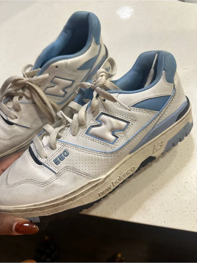 New Balance Shoes | New Balance 550 White And Light Blue Retro Sneakers | Color: Blue/White | Size: 10.5 | Beccamatimba's Closet