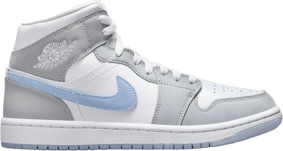 Air Jordan 1 Mid Women's Shoes, M7.5/W9, Aluminum/White/Aluminum