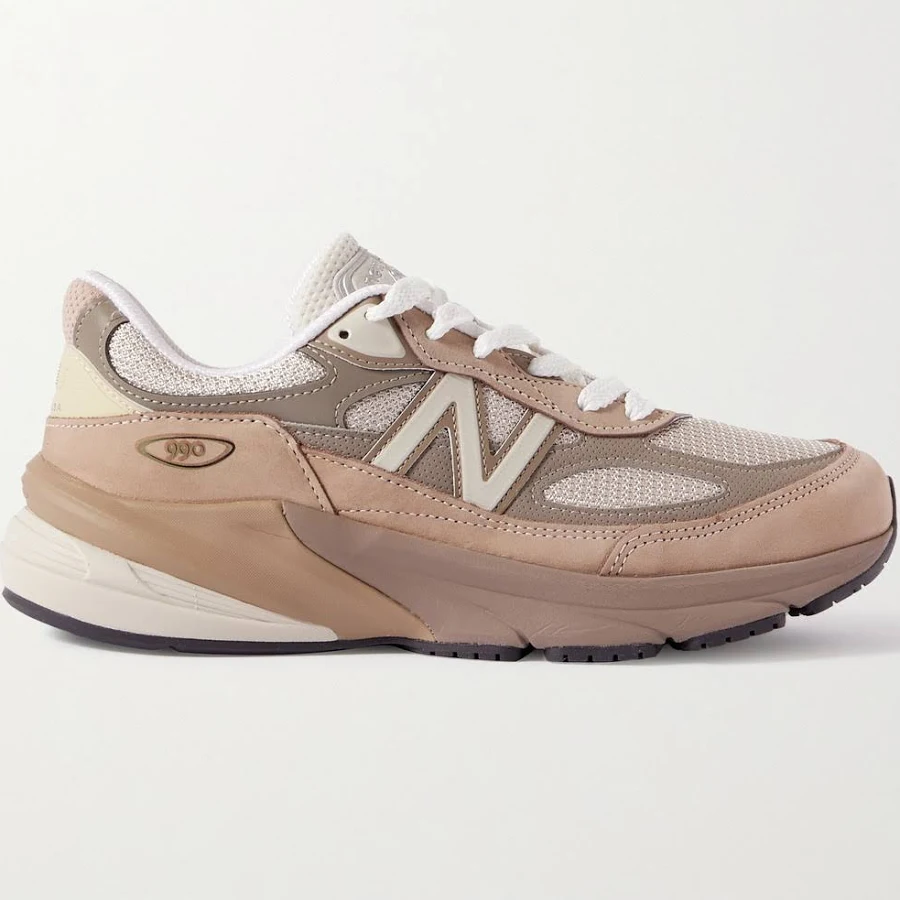 New Balance 990v6 MiUSA Leather-Trimmed Suede and Mesh Sneakers - Men - Beige Sneakers - UK 8