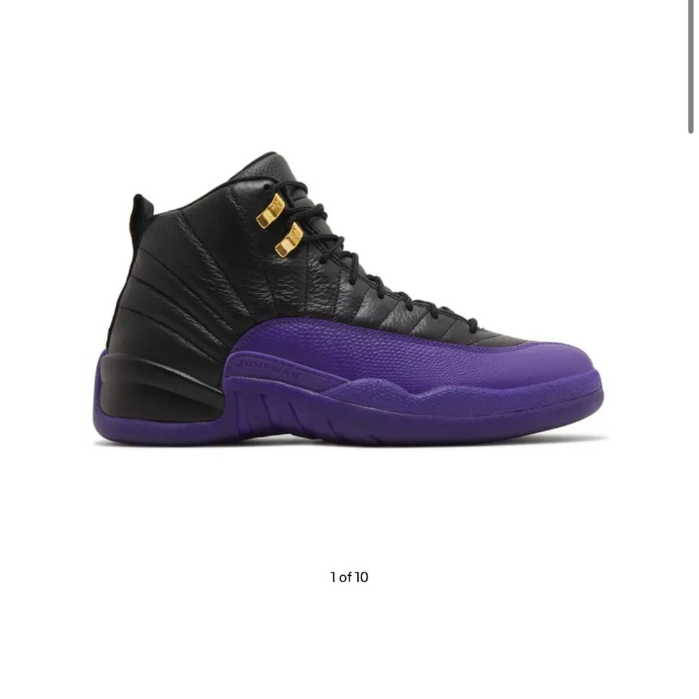 Black and purple Jordan 12's