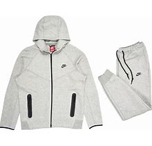 Nike Men's Dark Heather Grey/Black Sportswear Tech Fleece Fullzip Hoodie &amp; Joggers Set In