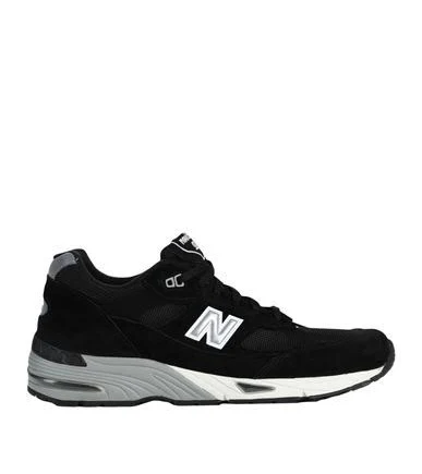 New Balance 991 Man Sneakers Black Size 9 Soft Leather, Textile fibers