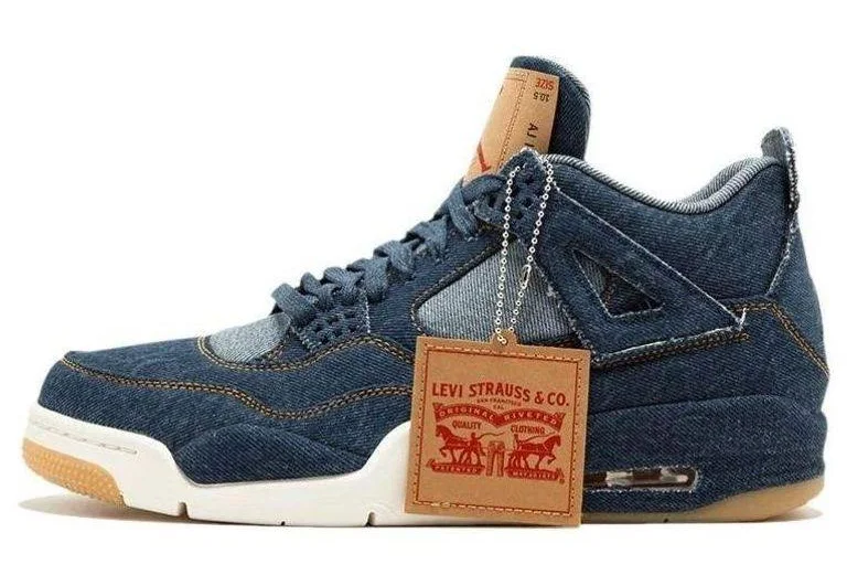 Nike Men's 4 Retro X Levi's 'Denim' - Blue - Low-top sneakers - 8