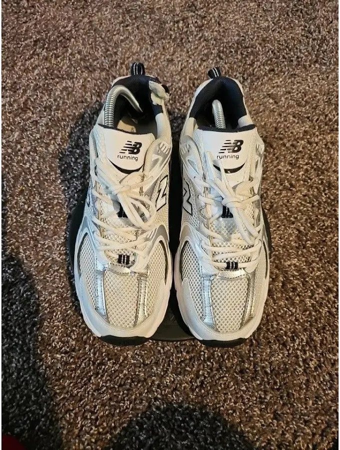 New Balance Shoes | New Balance 530 Mr530sg White Silver Navy Running Shoes Men’s 9.5 Women’s 11 | Color: White | Size: 9.5 | Annettwilson's Closet