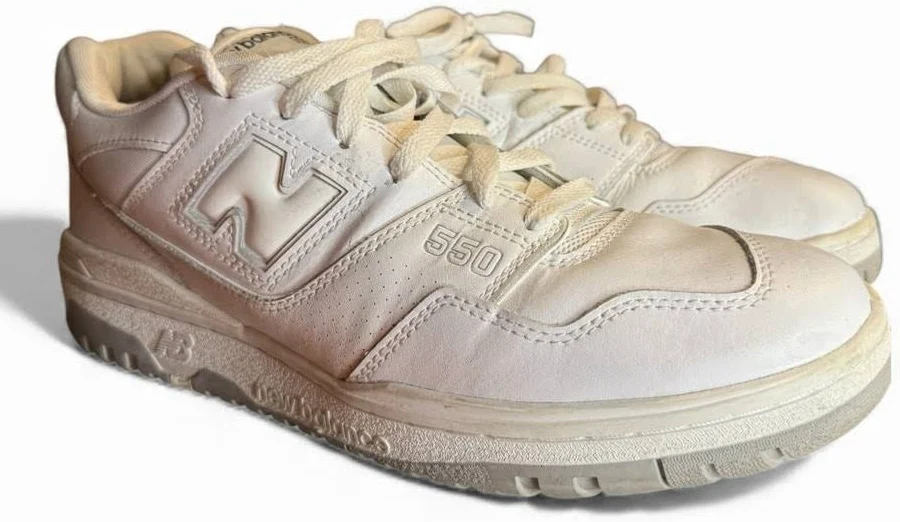 Balance 550 Triple White 80's Retro Leather Sneakers, Bb550pb1, Men's