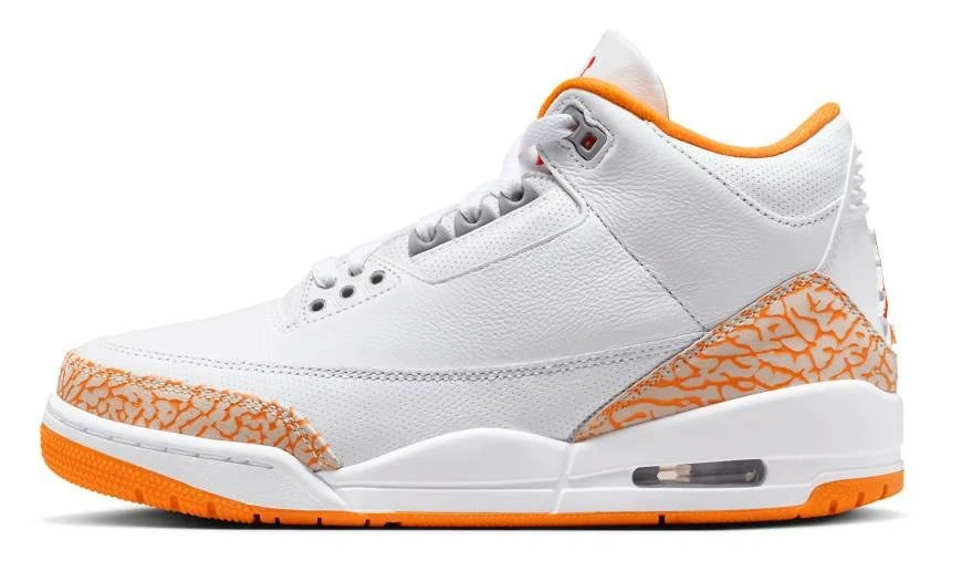 Nike Air Jordan 3 Retro sneakers in white and orange