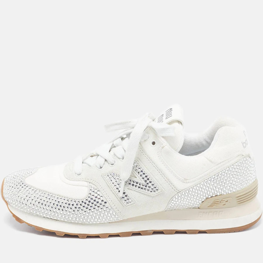 574 New Balance X Miu Miu Suede And Denim Sneakers Women
